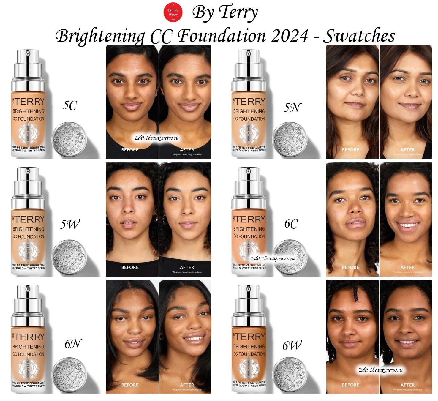 By Terry Brightening CC Foundation 2024 - Swatches