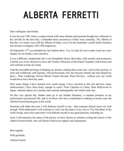 Альберта Ферретти покидает должность креативного директора Alberta Ferretti