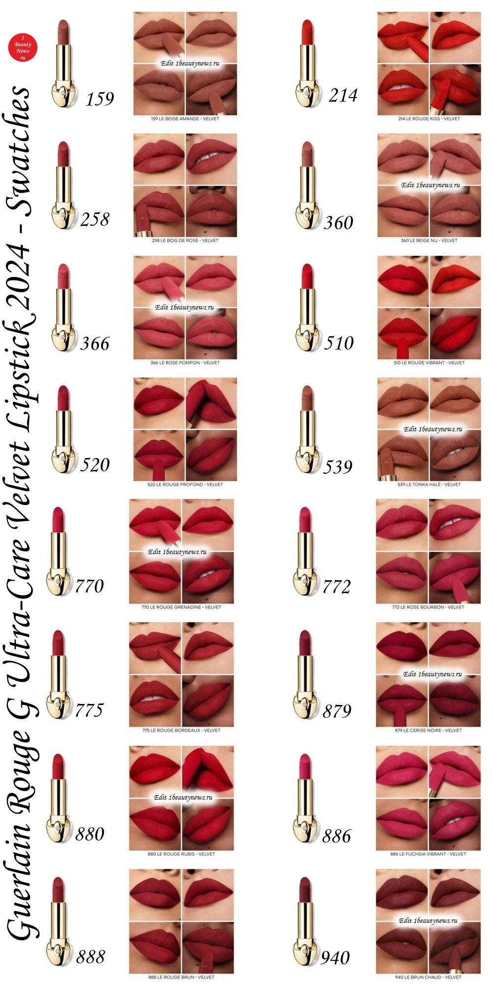 Guerlain Rouge G Ultra-Care Velvet Lipstick 2024 - Swatches