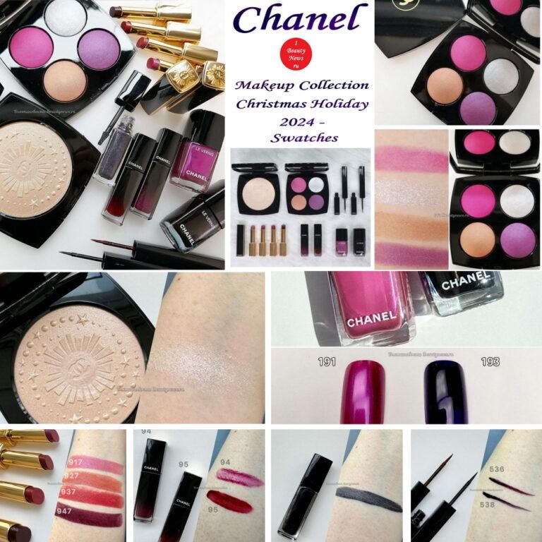 Свотчи рождественской коллекции макияжа Chanel Makeup Collection Christmas Holiday 2024 — Swatches